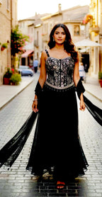 Black corset fusion set