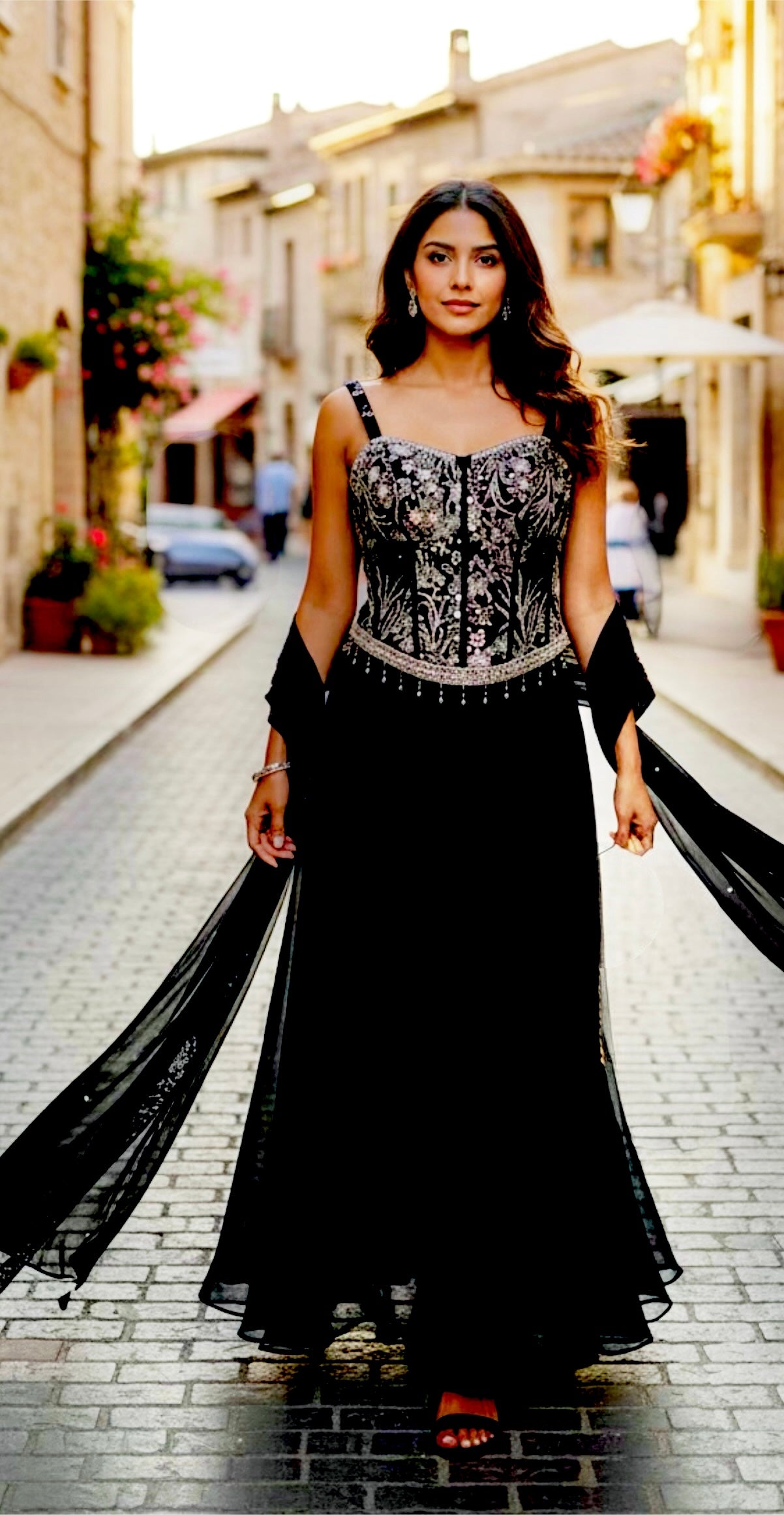 Black corset fusion set