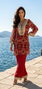 Red printed 2-piece set