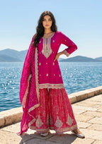 Fuchsia n Orange garara set