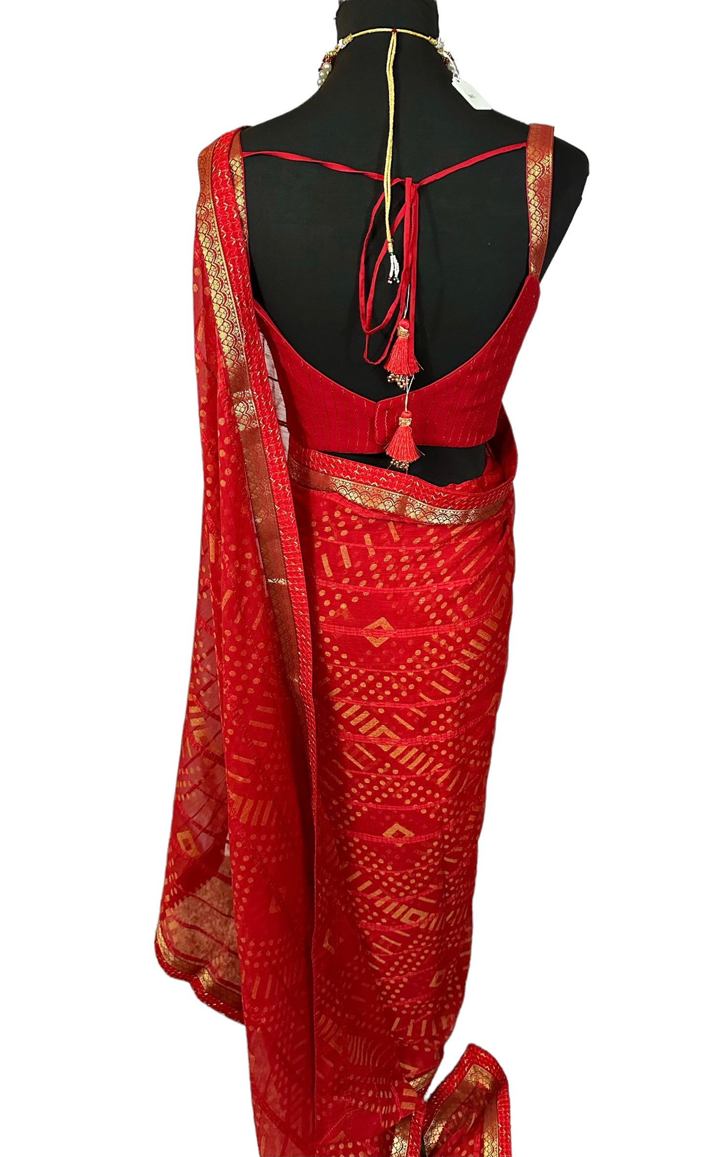 Red georgette saree