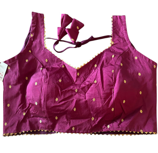 Purple silk blouse with butis