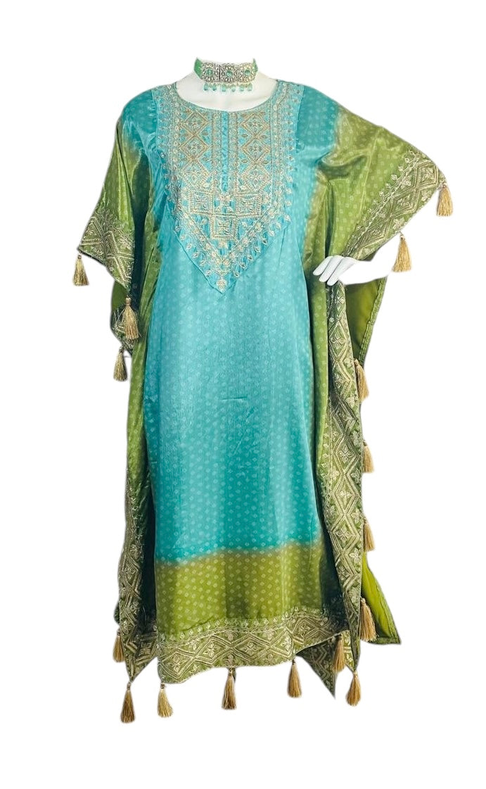 Green/turquoise kaftaan set