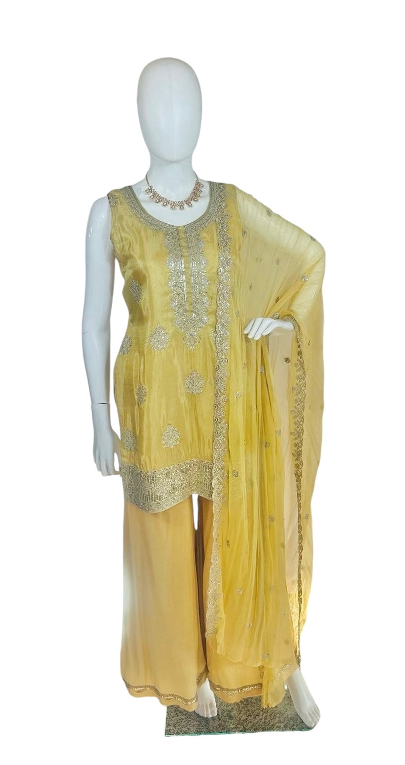 Beige/gold Sharara suit