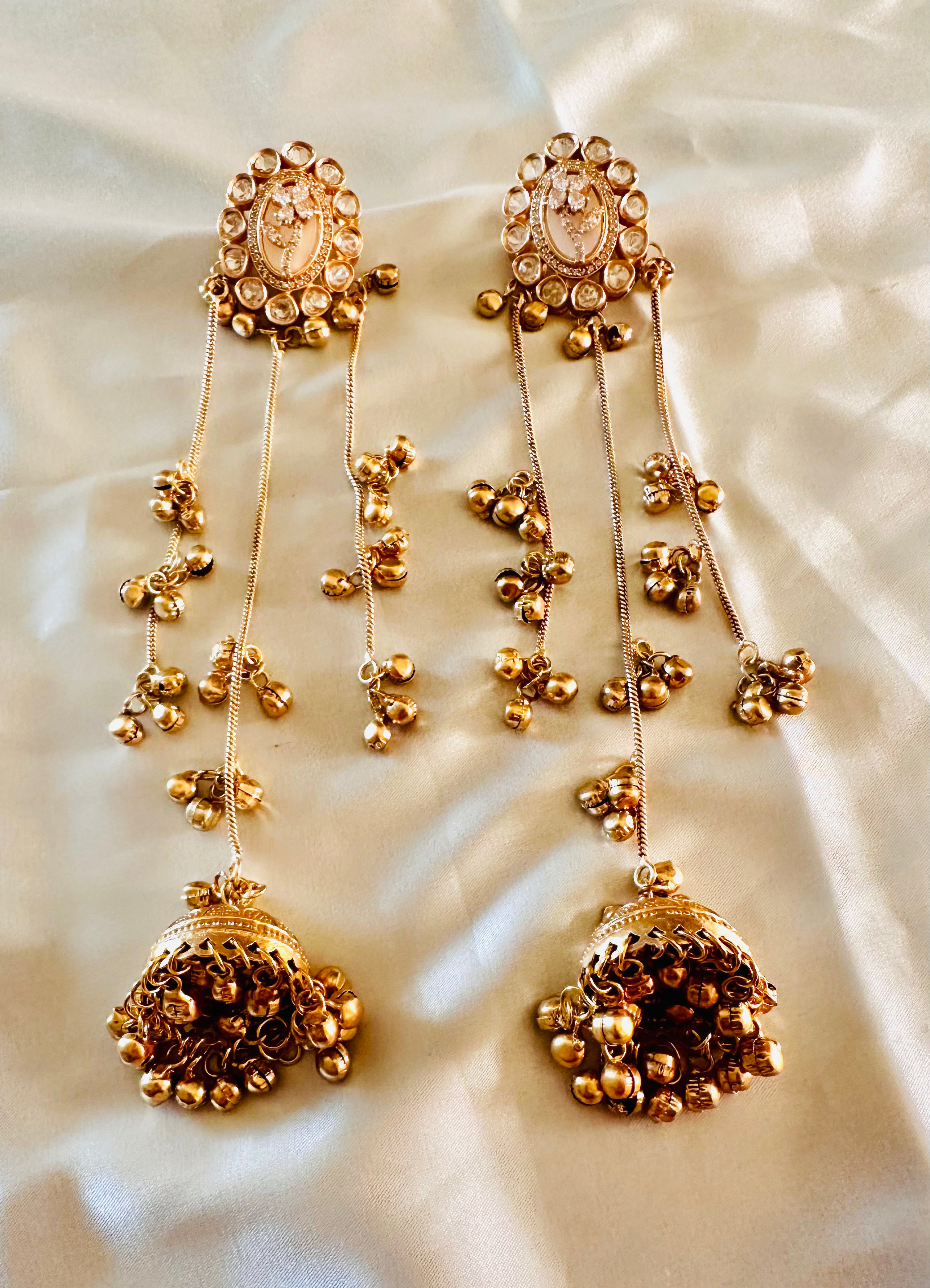 Gold plated long jhumkaas