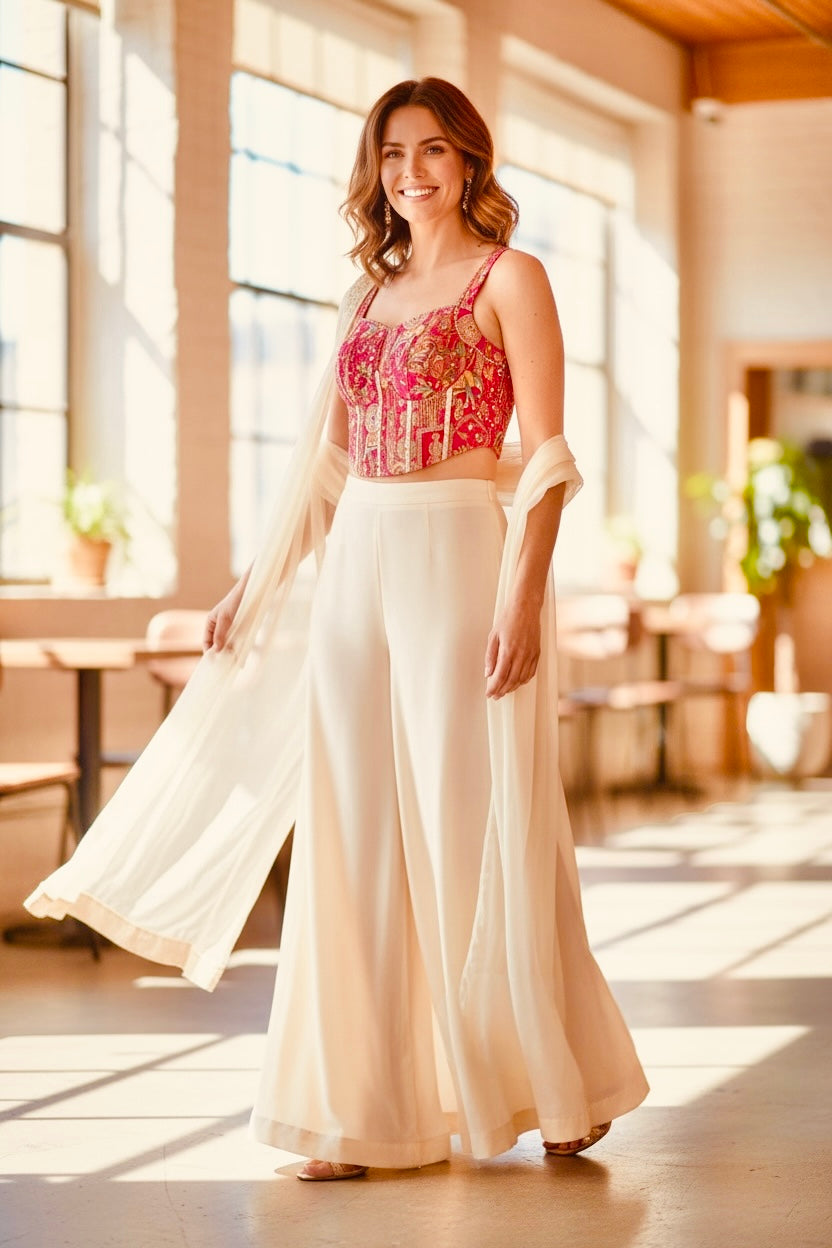 Fuchsia corset palazzo set