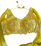 Greenish yellow fusion lehenga