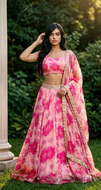Pink floral lehenga set