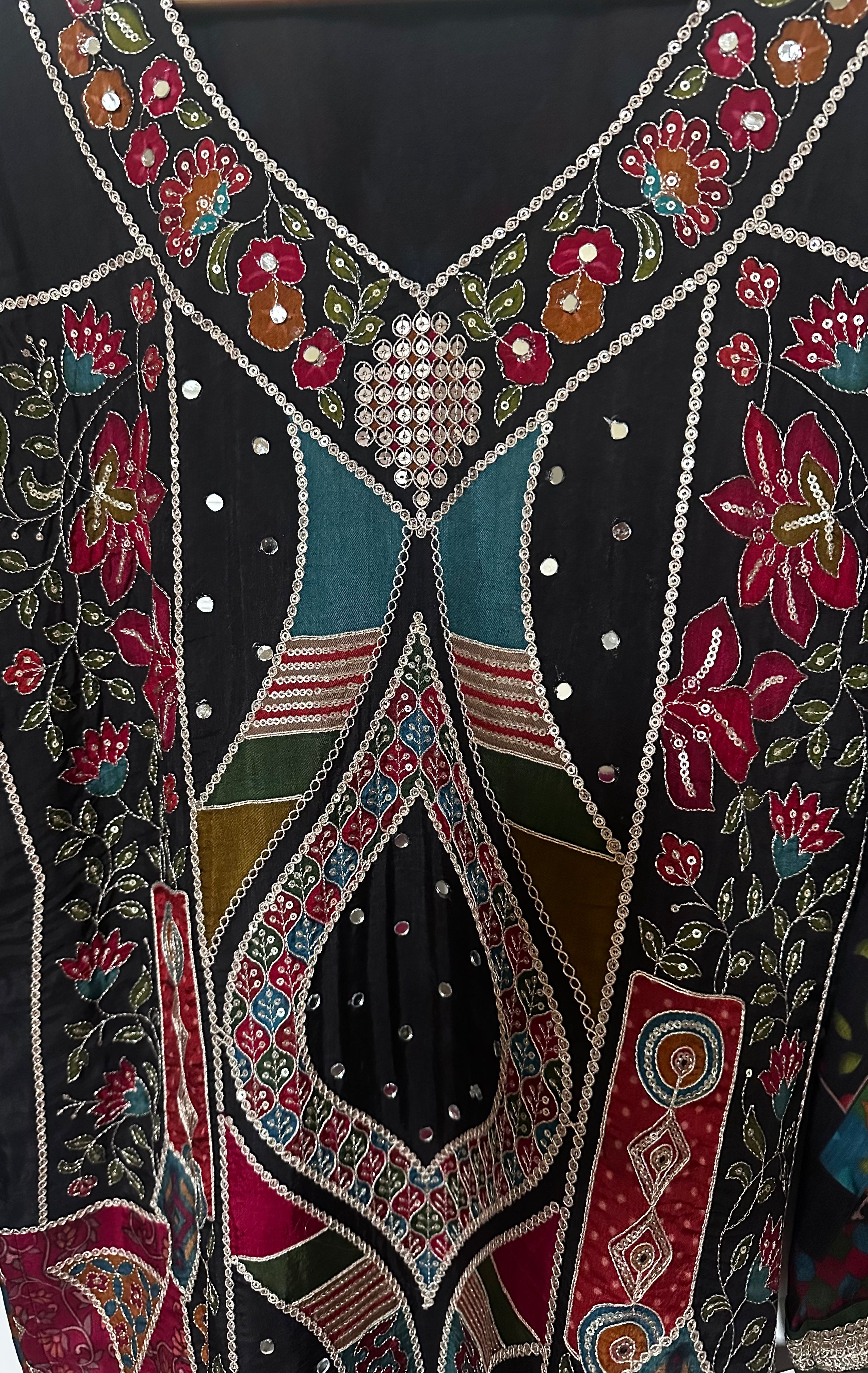 Black patchwork suit
