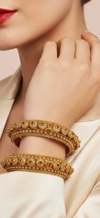 Ruby gold finish kadas set