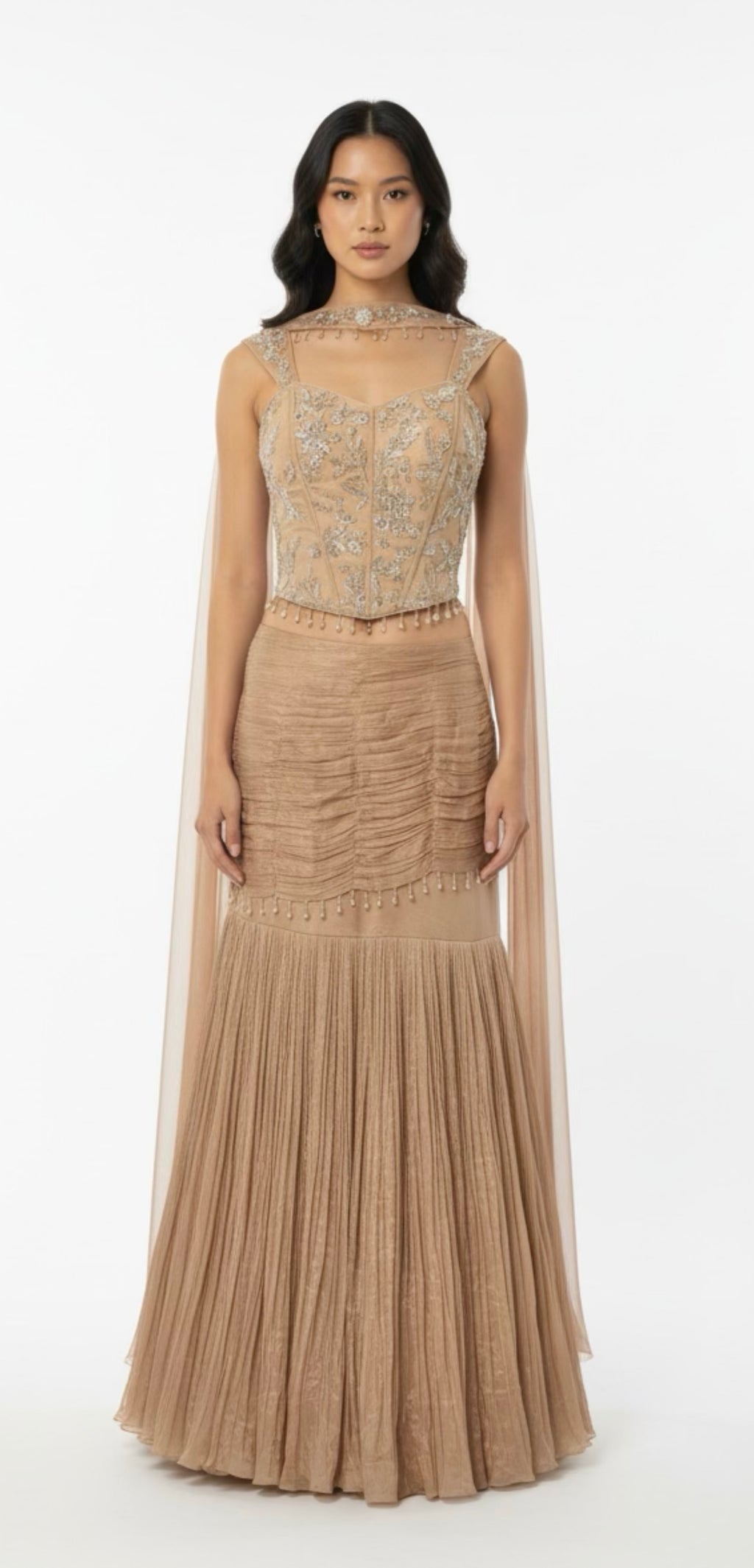 Beige corset style lehenga set