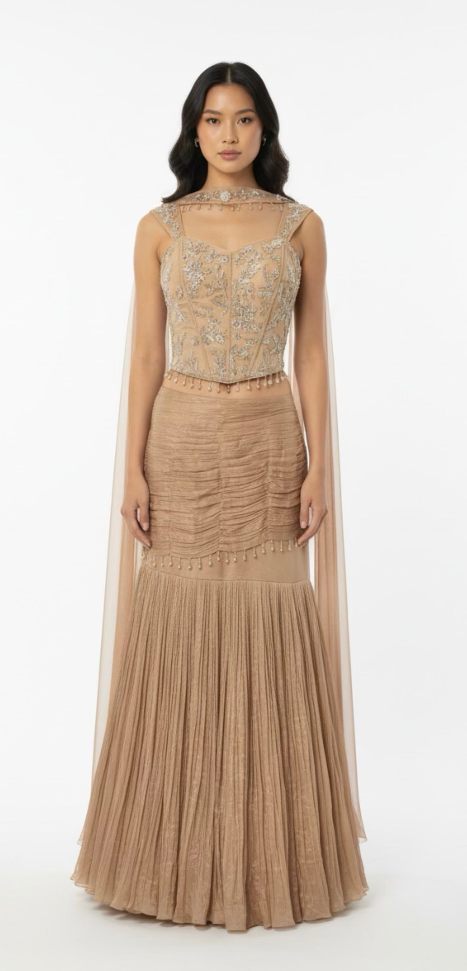 Beige corset style lehenga set