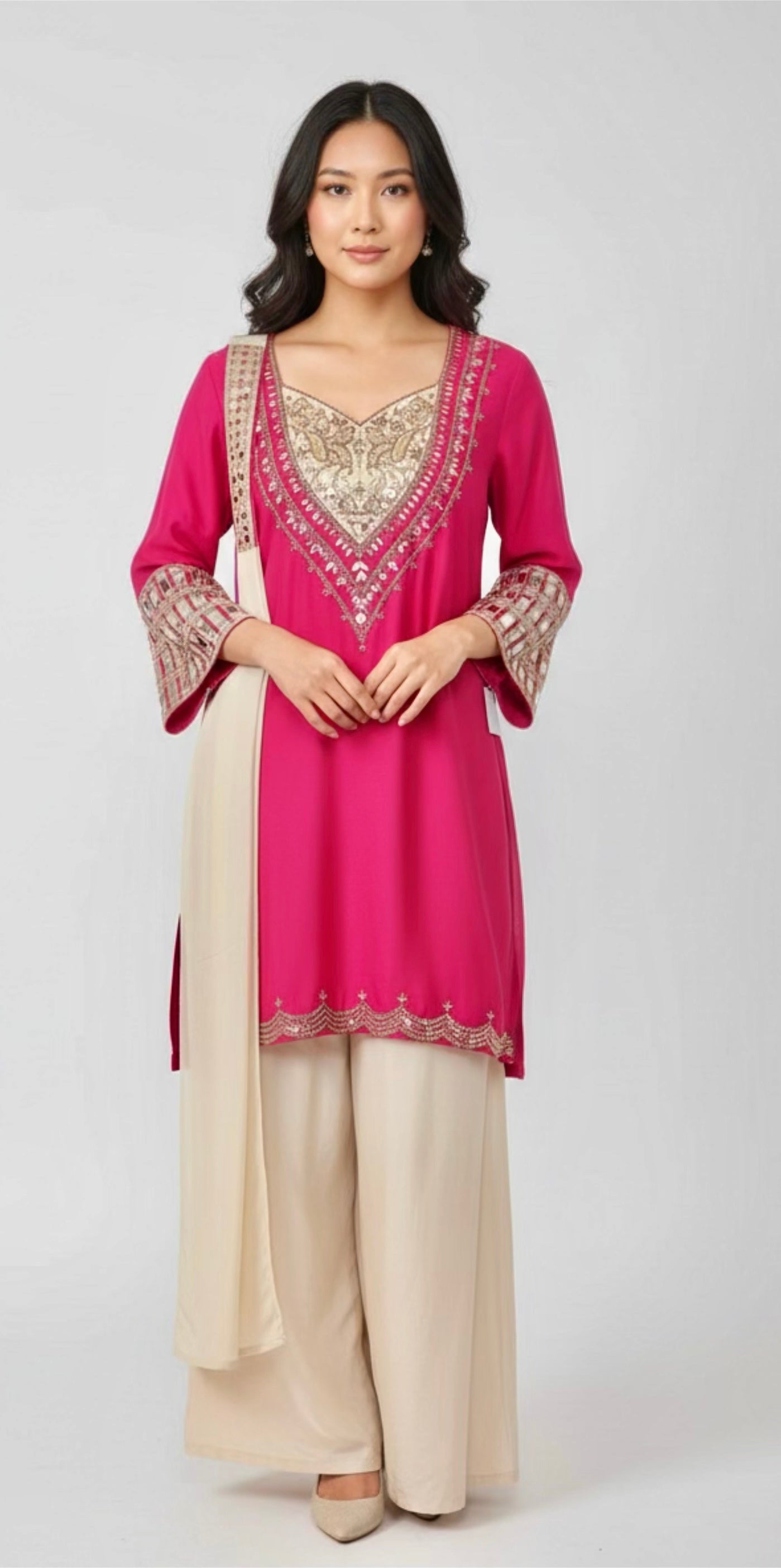 Hot pink Sharara suit