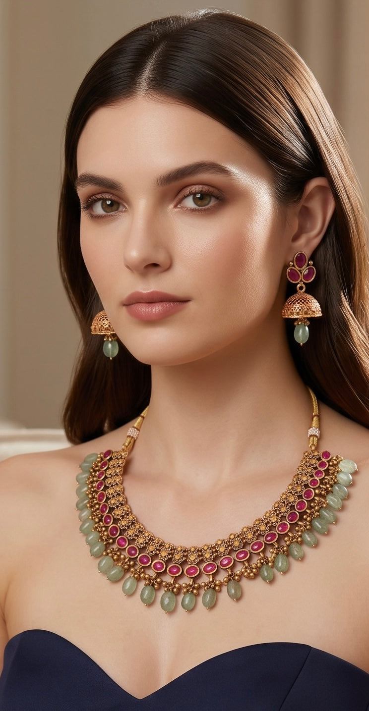 Ruby n blue stone set