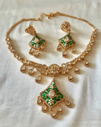 Emerald green meenakari set