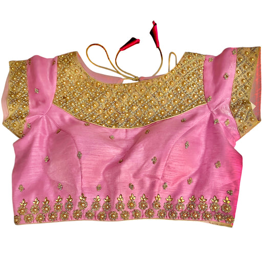 Hot pink raw silk blouse