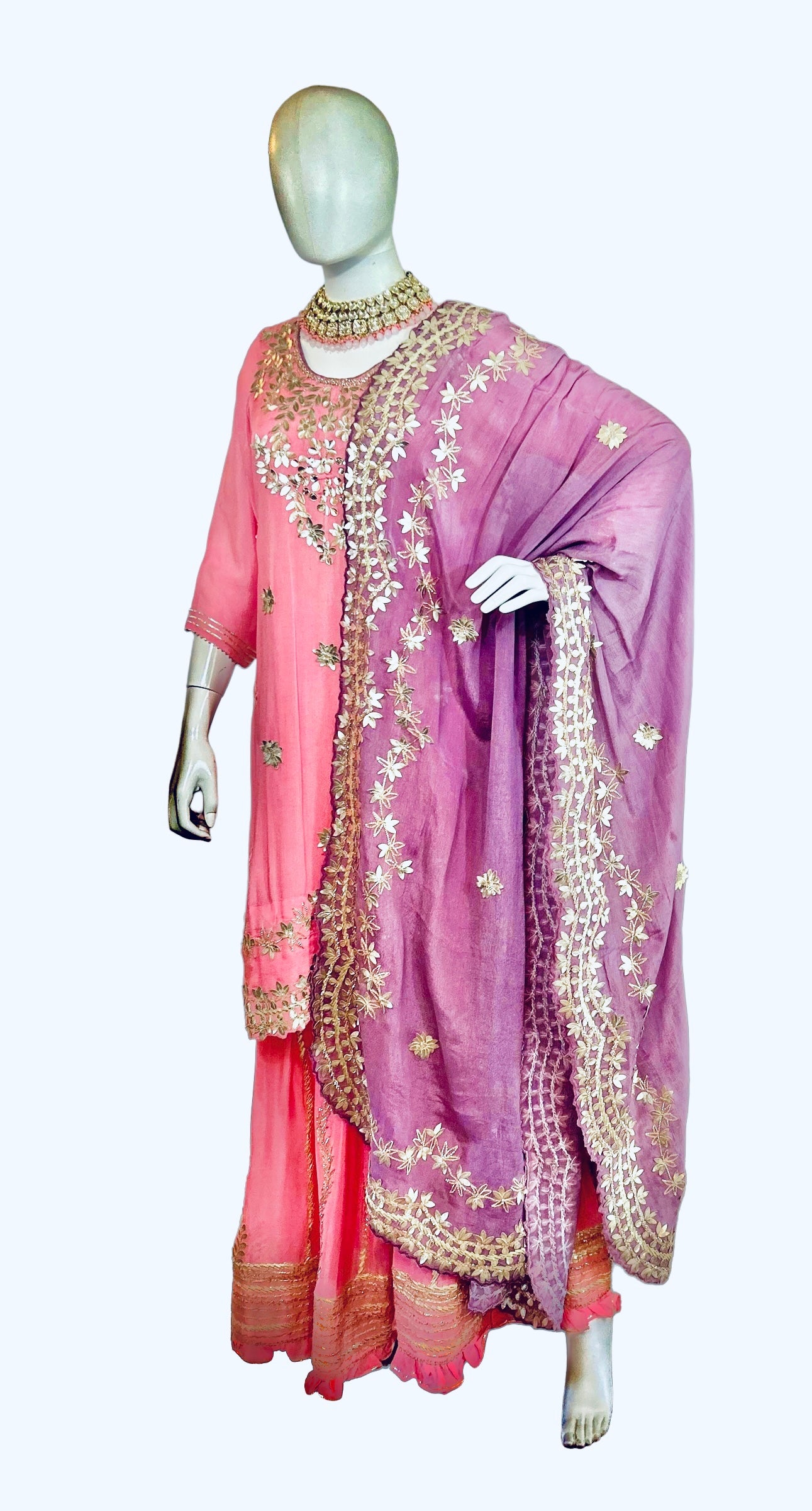 Pink georgette suit