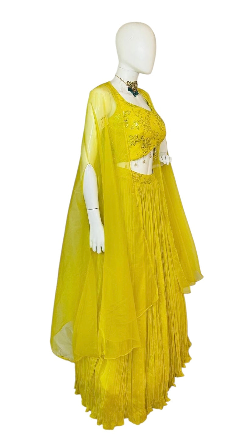 Yellow georgette lehenga