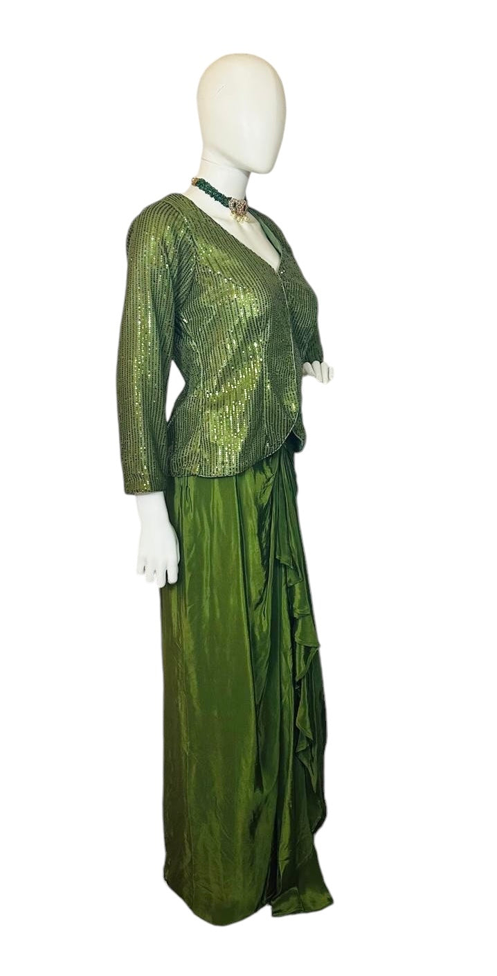 Green dhoti skirt set