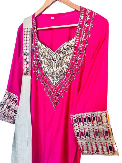 Hot pink Sharara suit