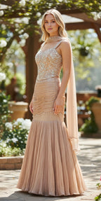 Beige corset style lehenga set