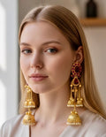 Ruby Kashmiri long earrings
