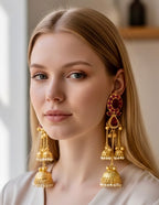 Ruby Kashmiri long earrings