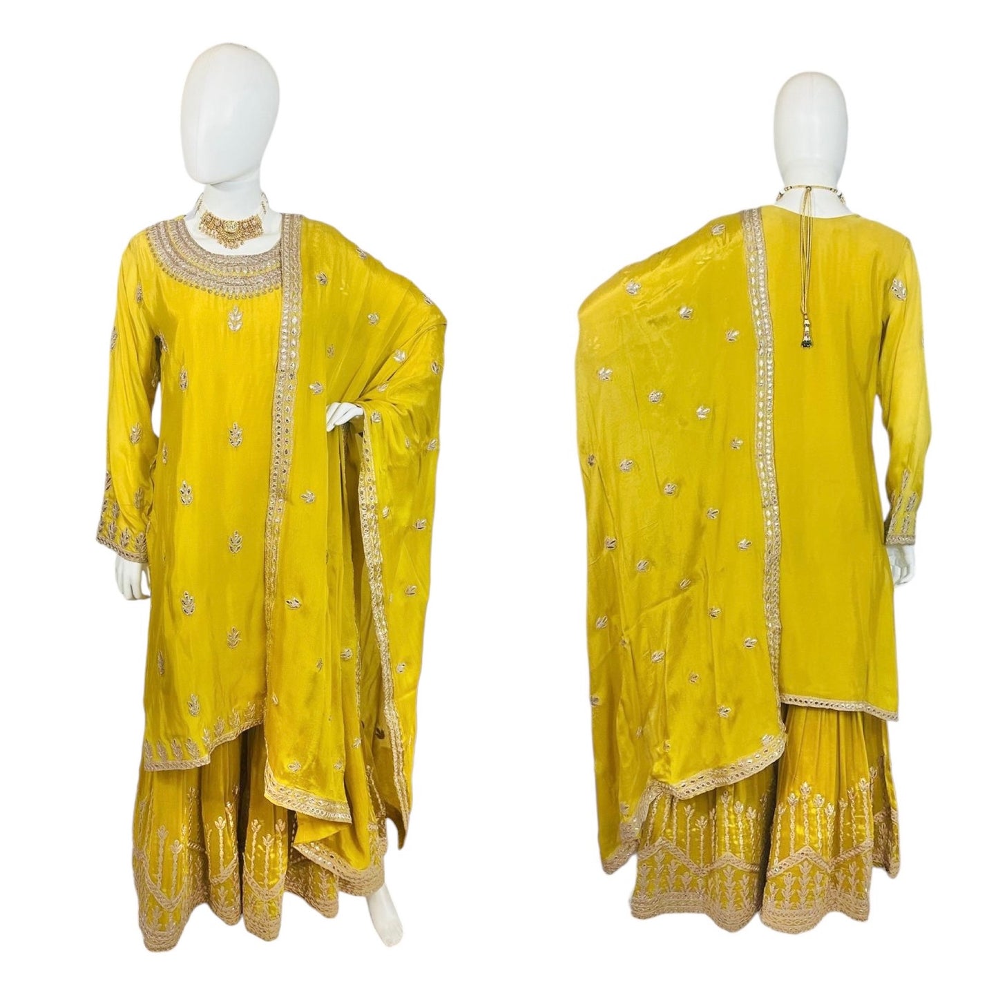 Yellow georgette garara set