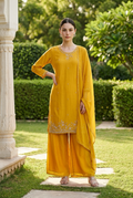 Yellow chiffon suit