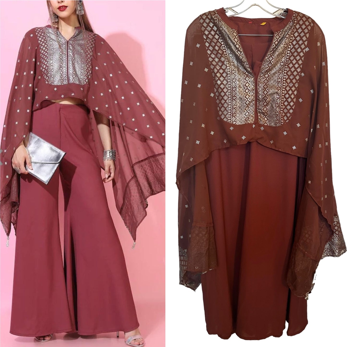 Chocolate brown cape set