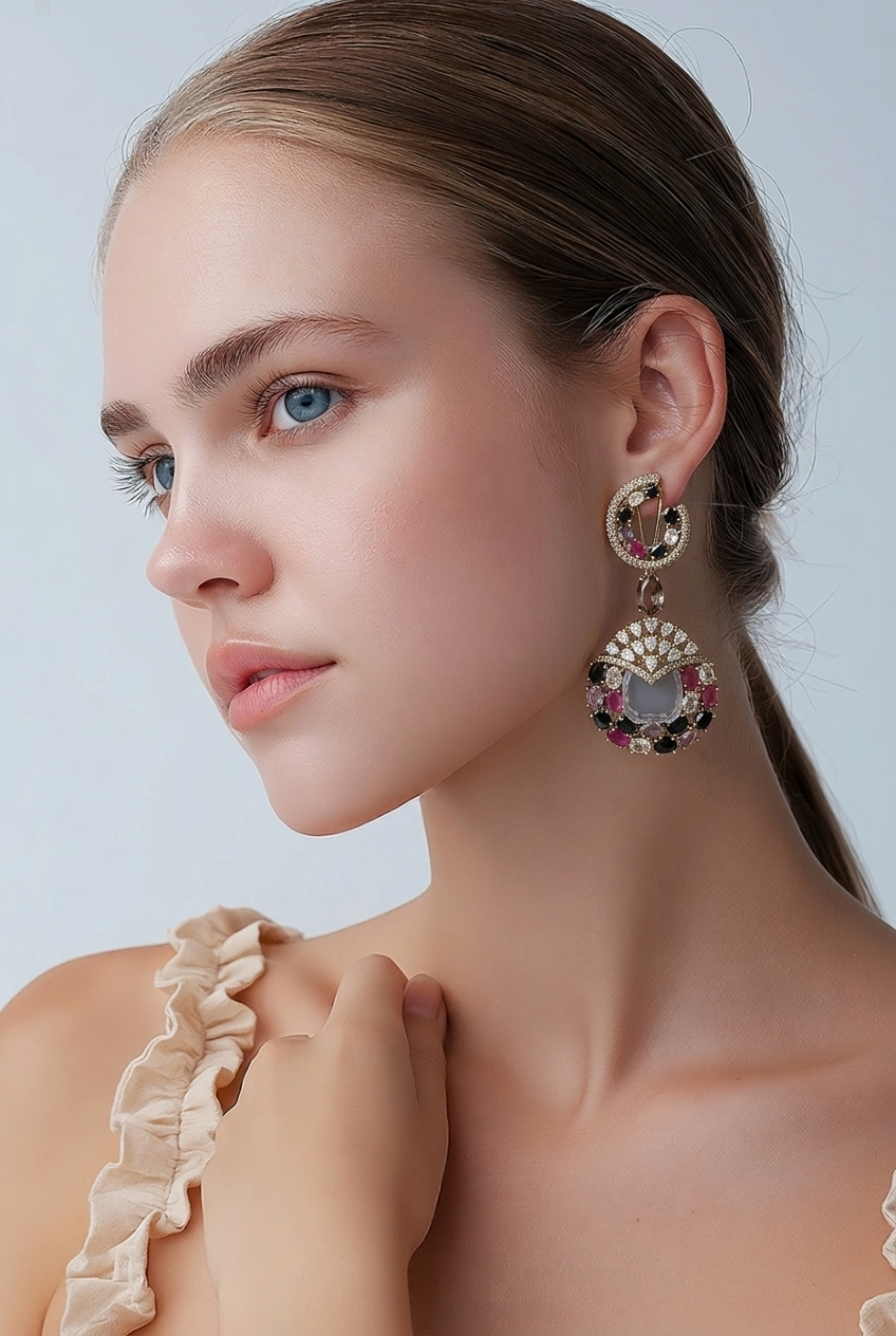 Multi-stone ad earrings