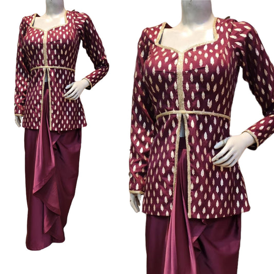 Wine fusion dhoti set