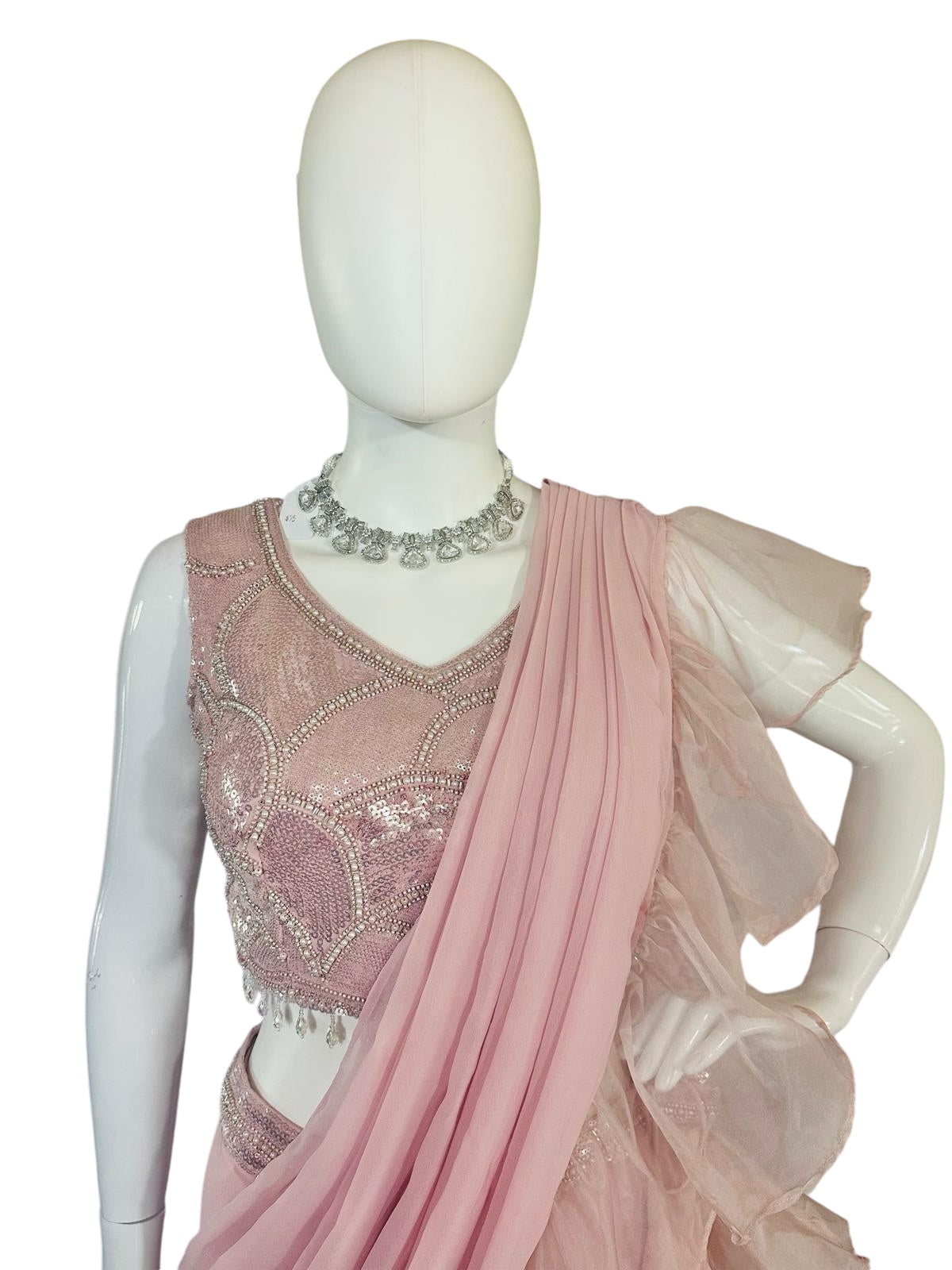 Pink ruffle lehenga saree