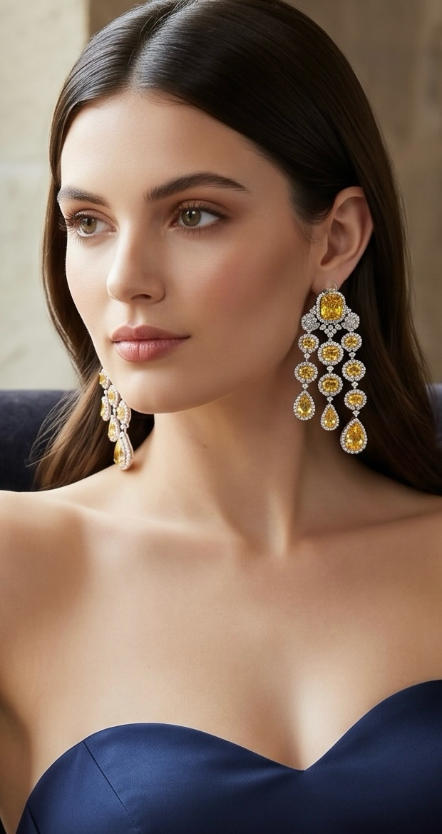 Yellow stone ad earrings