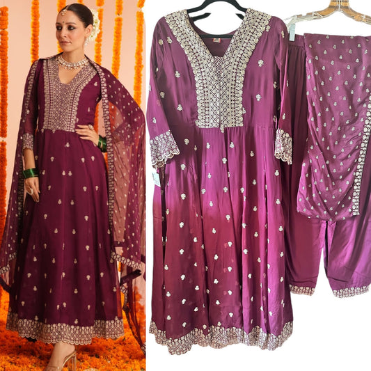 Maroon anarkali suit