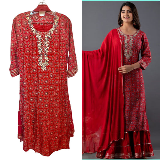 Maroonish red sharara suit