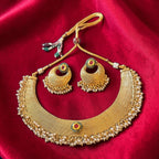 Ruby n green stone set in gold finish