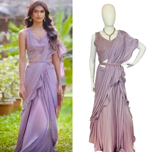 Lavender lehenga saree