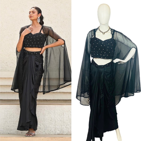 Black dhoti skirt outfit