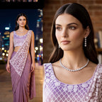 Lavender stitched saree