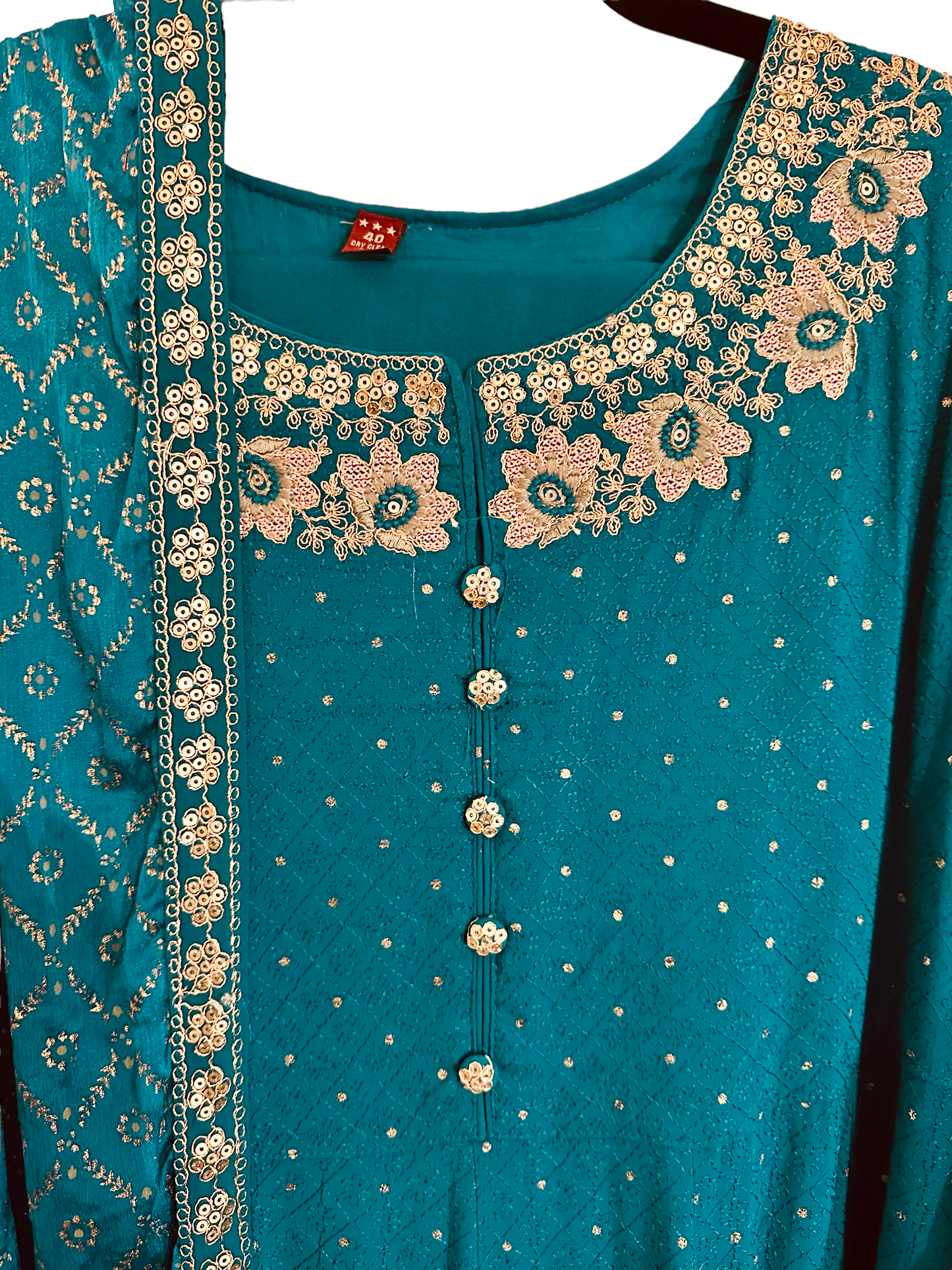 Teel blue anarkali suit