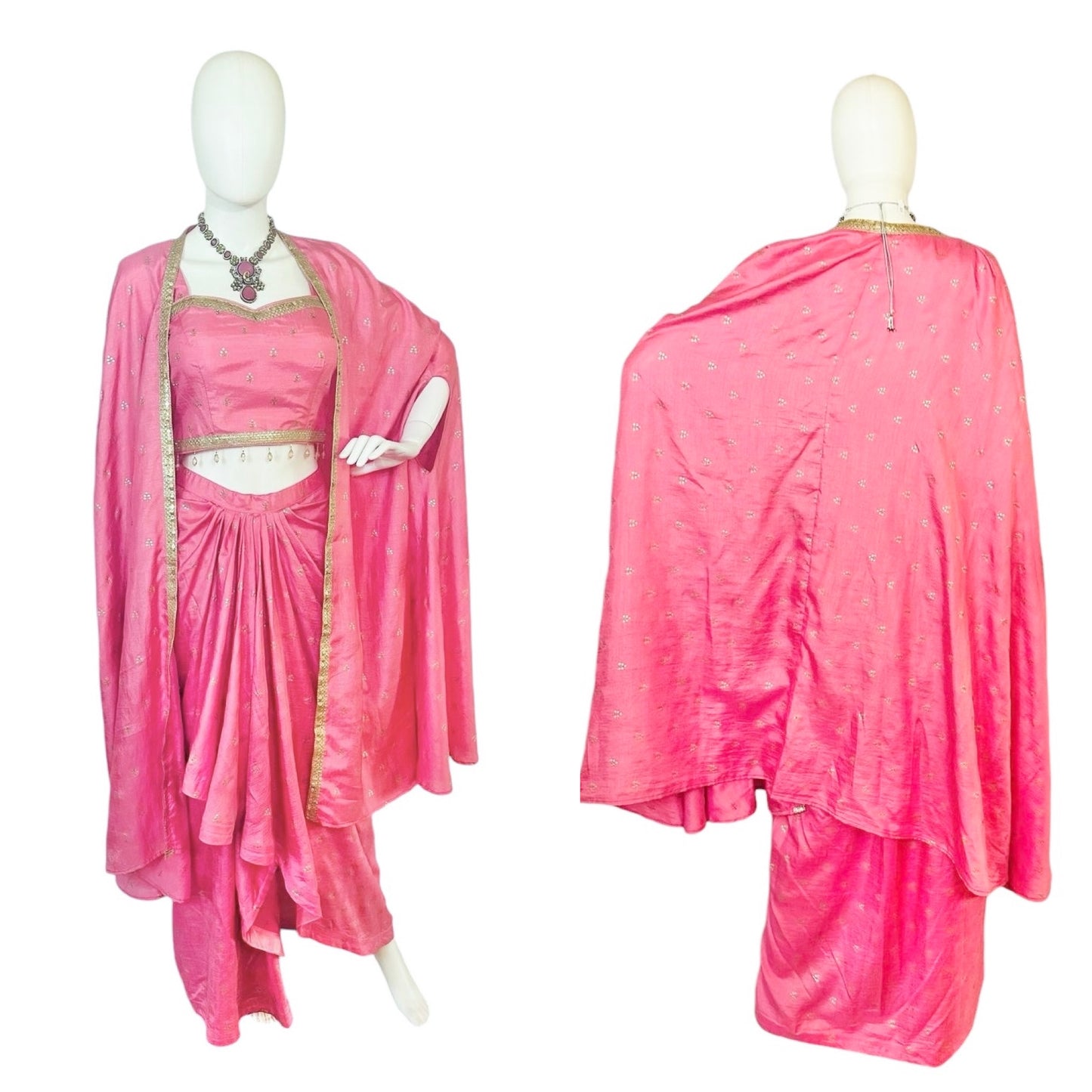 Pink dhoti skirt set