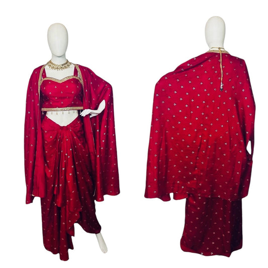 Red dhoti skirt set