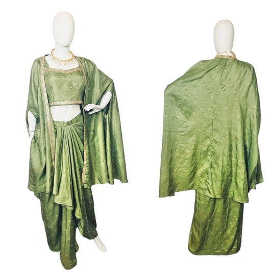 Mehndi green dhoti skirt set