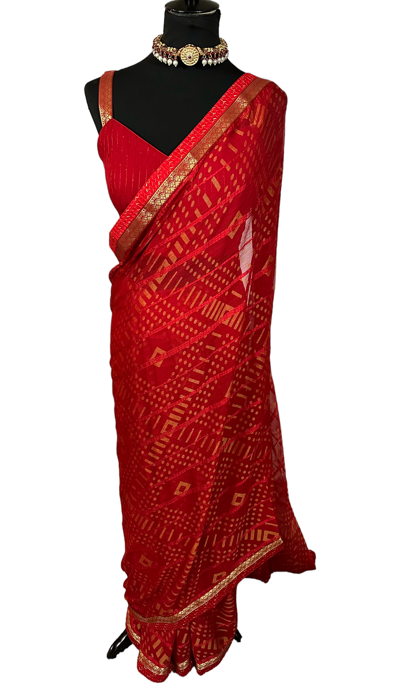 Red georgette saree