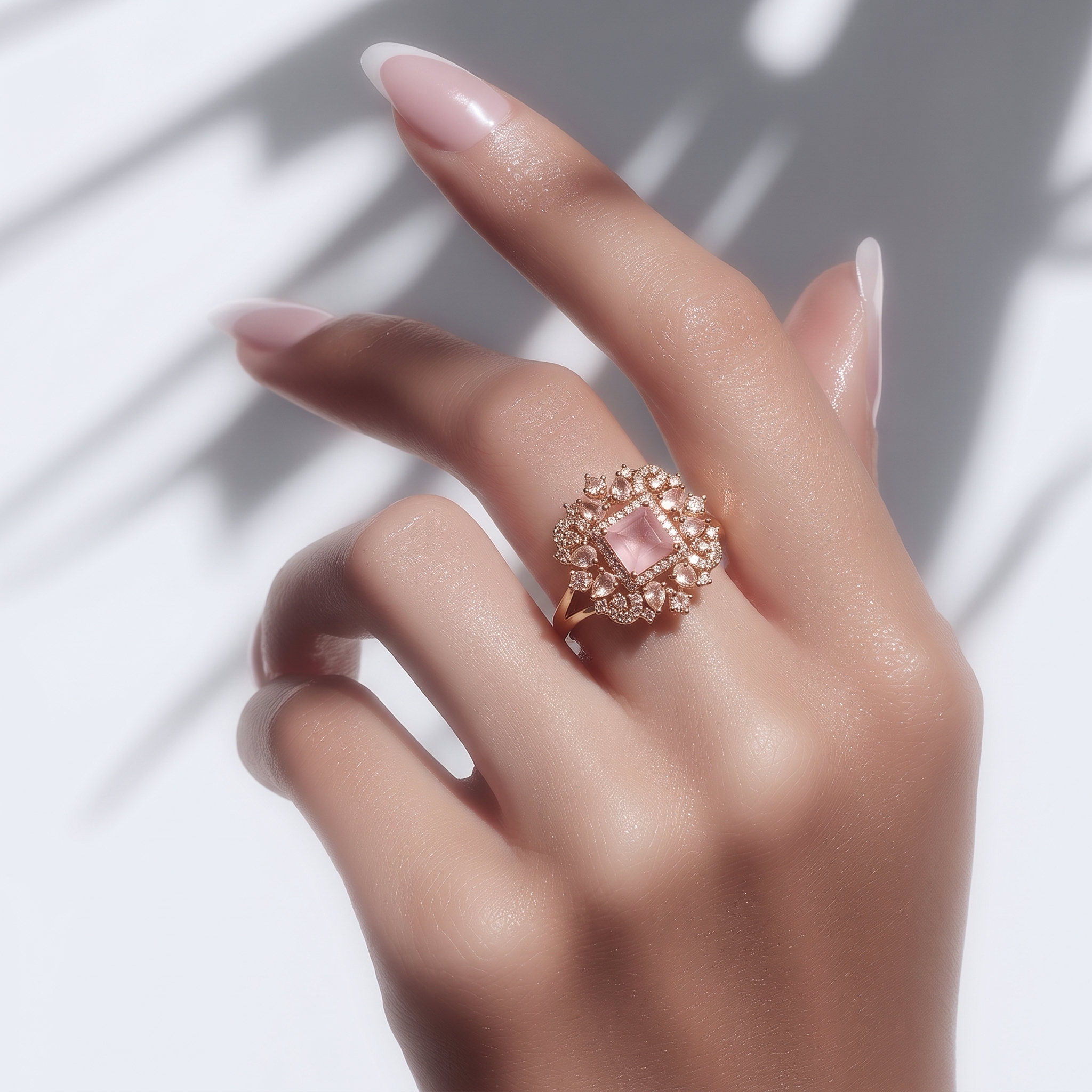 Pink stone ad ring