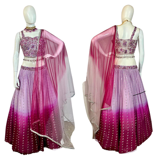 Mauve georgette lehenga