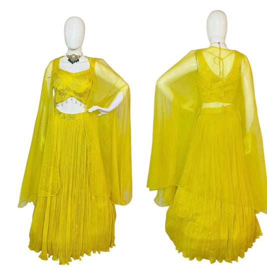 Yellow georgette lehenga