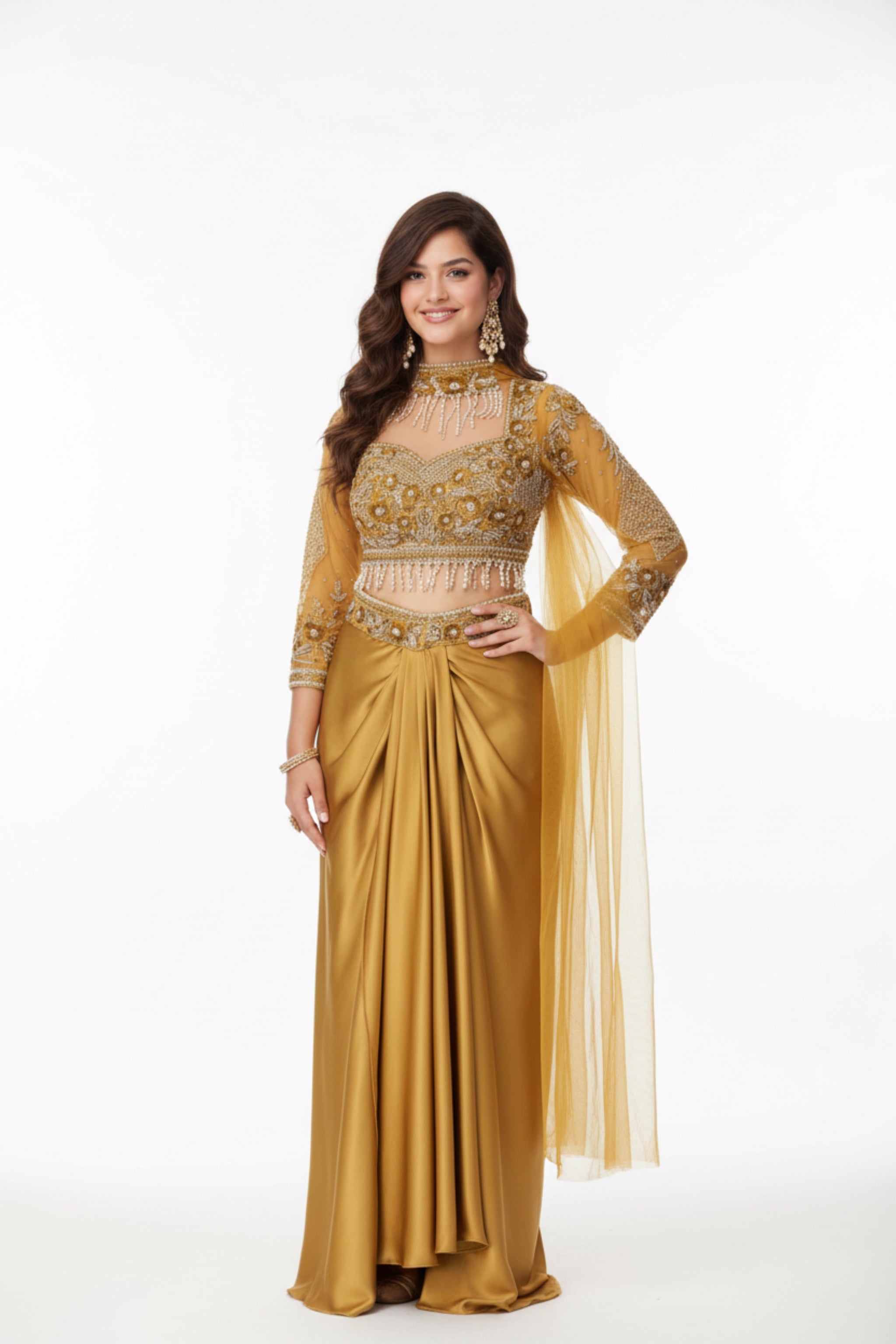 Yellow dhoti skirt set