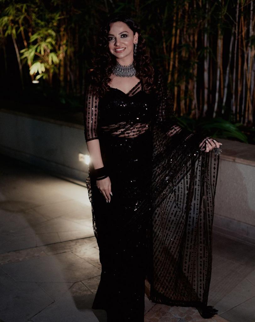 Black sequins saree